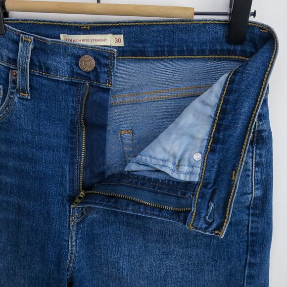 Levi’s 724 High-Rise Straight Jeans Women’s 30 Slim Fit Dark Wash Stretch Denim - Picture 4 of 12